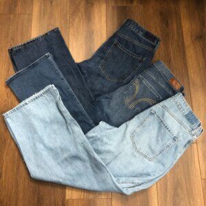 Hollister Women’s Jeans Sz 12S 31 Short Curvy High Mid Rise Baggy Boot LOT OF 3